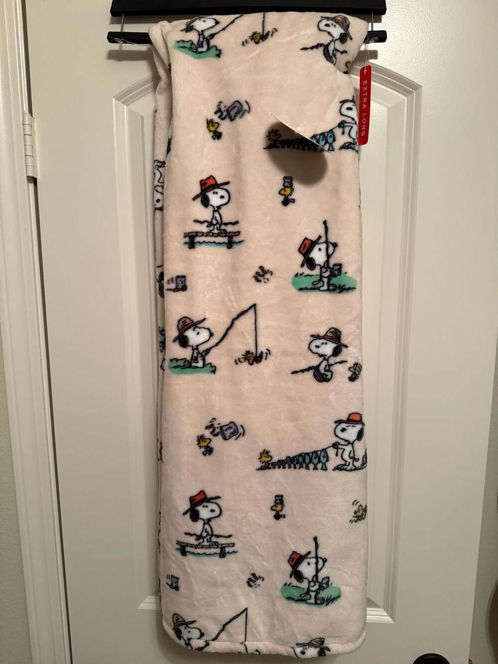 Peanuts Snoopy Fishing Velvet Loft Throw Blanket